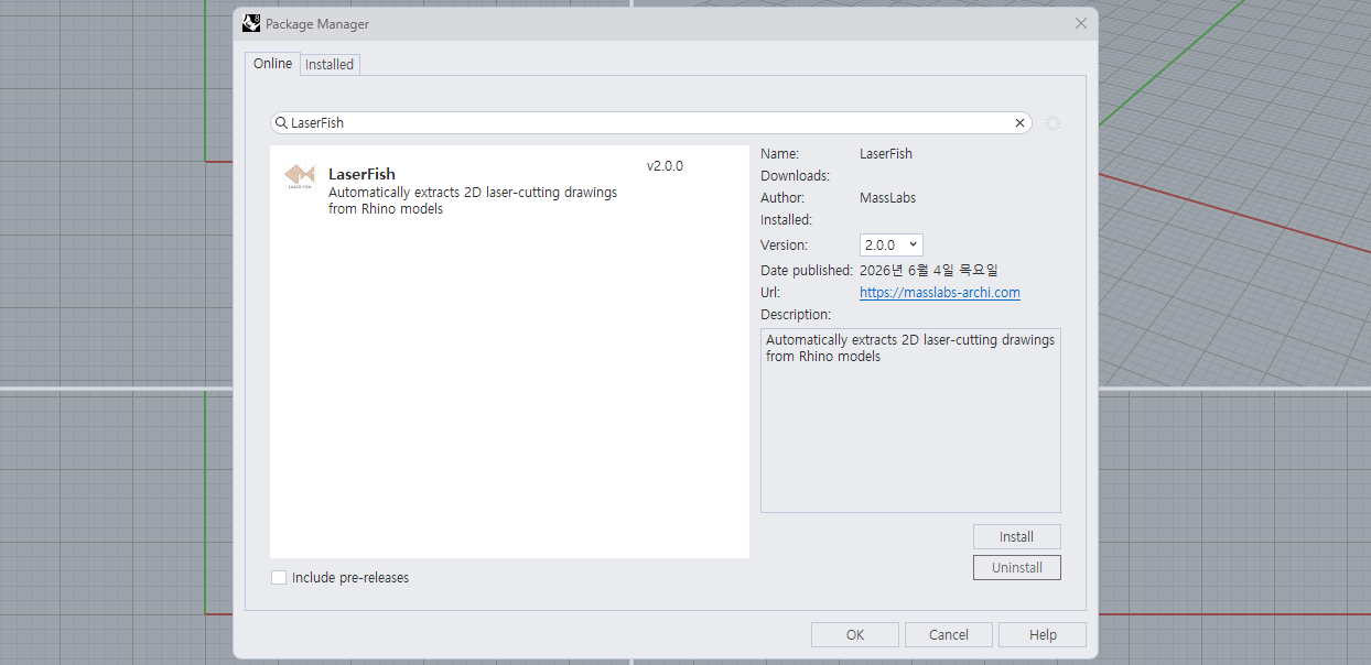 Search for LaserFish in the Online tab and Install